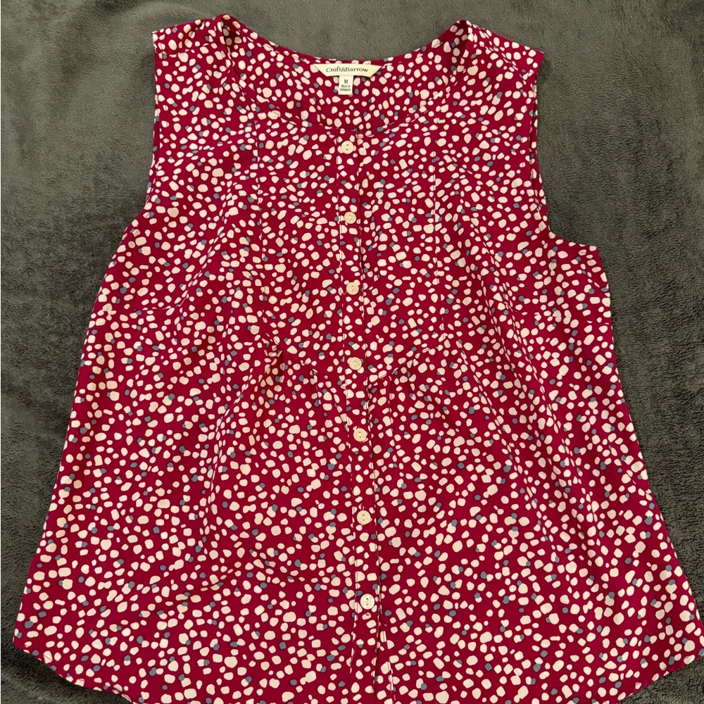 Purple/Pink Polka Dot Sleeveless Blouse